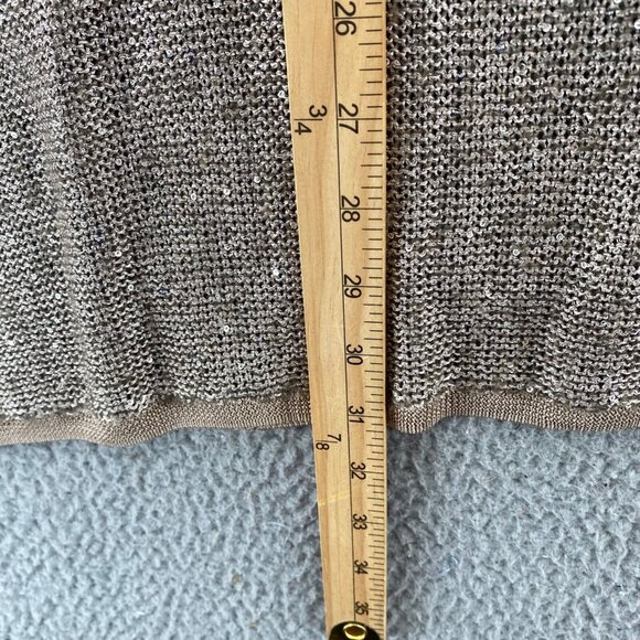 Chicos Sweater Womens Large Brown Shimmer Sequin Knit Poncho Stretch Pullover - Picture 8 of 9